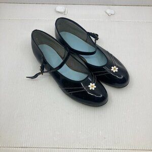Vtg 1960s NEW DEADSTOCK ballet flat Mary Jane faux leather girl child shoes 10.5